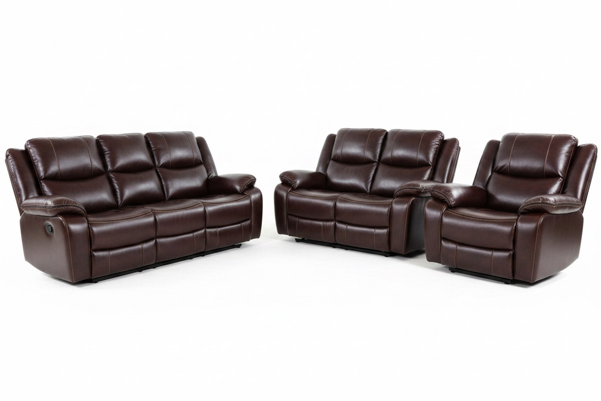 9824 Burgundy Recliner Set – Front View