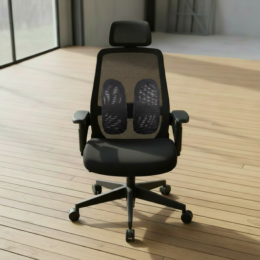 Black Ergonomic Chair with Lumbar Support in Modern Interior