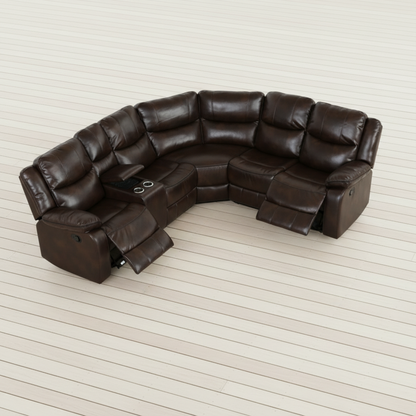 Brown Recliner Sectional - Overhead Layout Shot