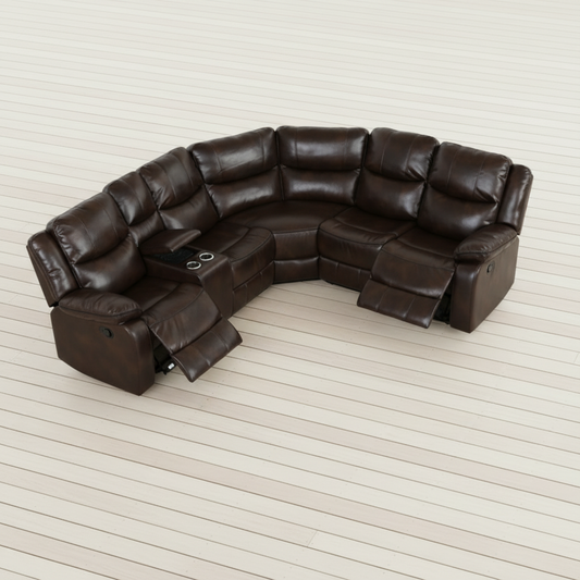 Brown Recliner Sectional - Overhead Layout Shot