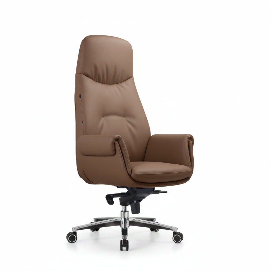 Executive Leather Office Chair - front view white background