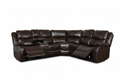 9824 Brown Leather Recliner Sectional Sofa - Hero Shot