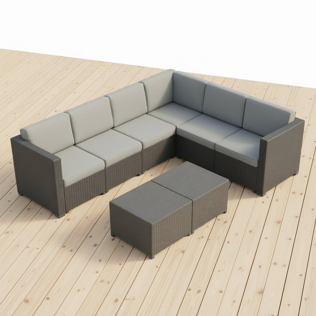 Overhead Isometric Outdoor L-Shaped Couch – No Wall