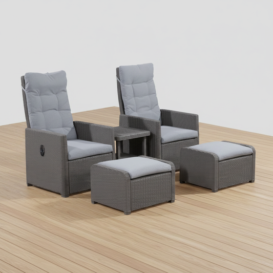 SF6-5P Outdoor Wicker Recliner Set — Photorealistic